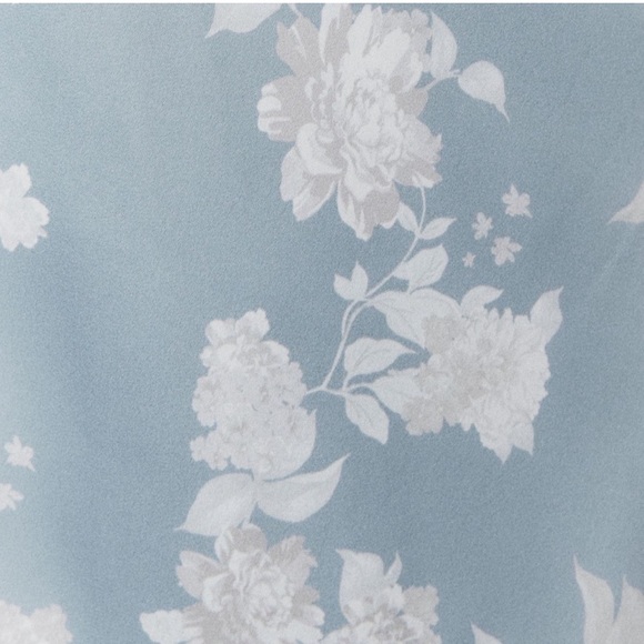 BHLDN Ruby Twist Halter Satin Gown Blue Floral - Size 4 - Picture 4 of 10